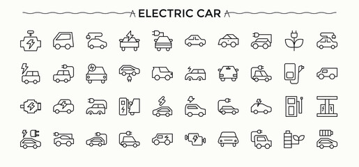 Electric Car icon. Sign and Symbol. Editable vector. Pixel perfect. Vehicle icon set. Featuring electrical, electric vehicle, auto, transportation, vehicle, automobile and more.