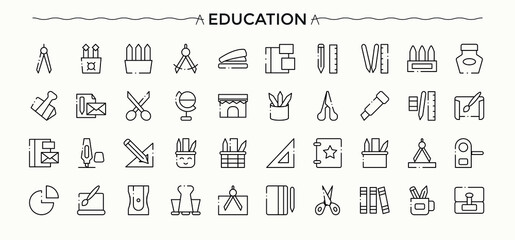 Education icon set. Learn icon collection. Included student, university, learn, e-learning, class, knowledge, school and more. Vector collections.