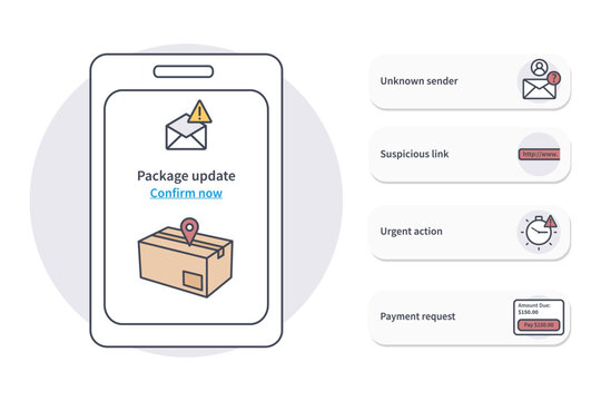 Fake package delivery scam vector illustration