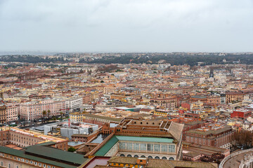 Obraz premium View of Rome with buildings and streets under cloudy sky during winter season