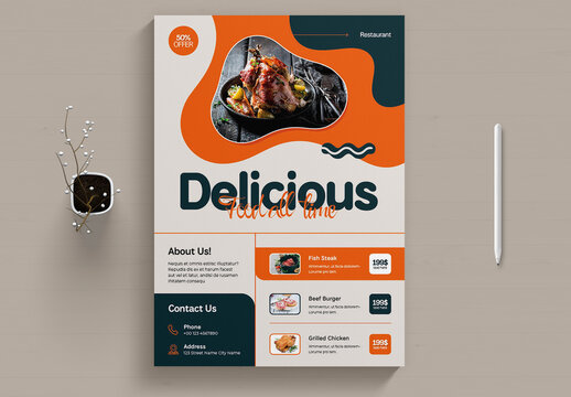 Delicious Food menu Flyer Template