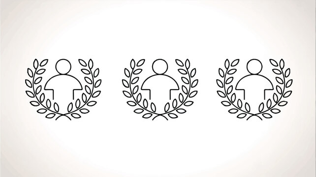 line icons of people with laurel wreaths on their heads  simple black graphics