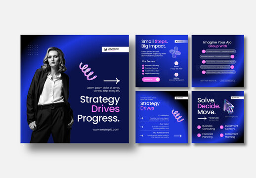 Modern Business Social Media Post Template with Gradient Marketing Design