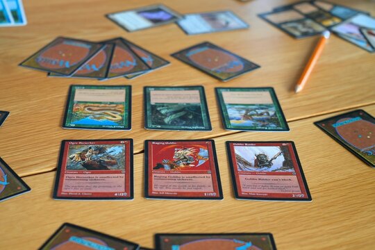 WARSAW, POLAND - MARCH 19, 2026: Magic the Gathering cards, a famous collectible card game published by Wizards of the Coast.
