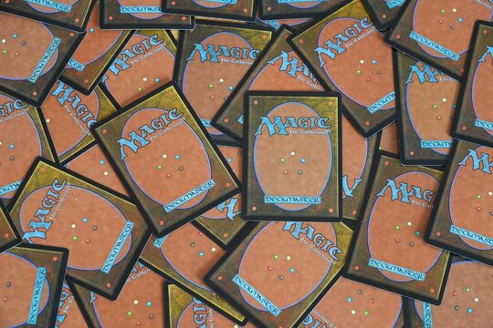 WARSAW, POLAND - MARCH 19, 2026: Magic the Gathering cards, a famous collectible card game published by Wizards of the Coast.