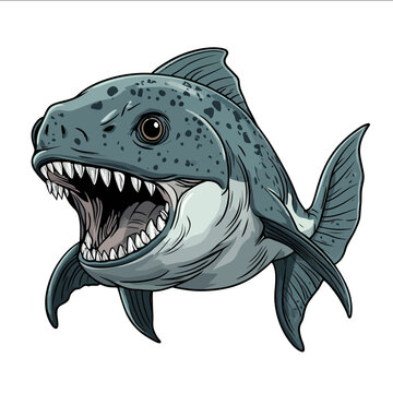 simple vector Dunkleosteus clipart illustration white background vector art style simple design flat illustration no shadows