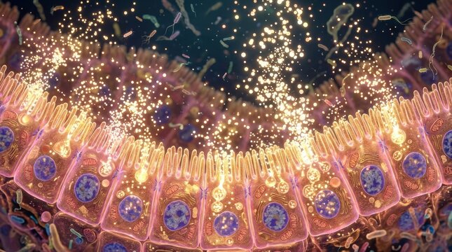 Microscopic View of Eukaryotic Cell Membrane with Active Transport and Membrane Potential Dynamics