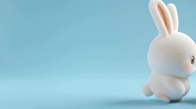 character for easter egg 3D digital illustration of a cute white rabbit character, similar to those designed as chibi or kawaii cartoon assets. 