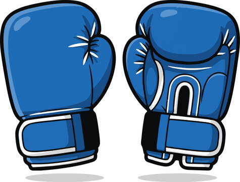 A pair of professional blue boxing gloves isolated on a clean white background for sports design