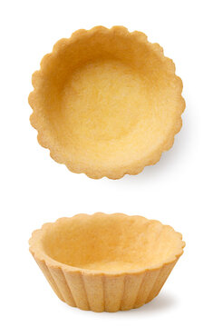 Empty tartlet and top view on white background. Isolated