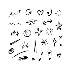 Obraz premium A collection of hand drawn doodle arrows and stars