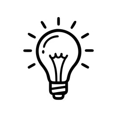 Fototapeta premium A simple black line art light bulb with rays
