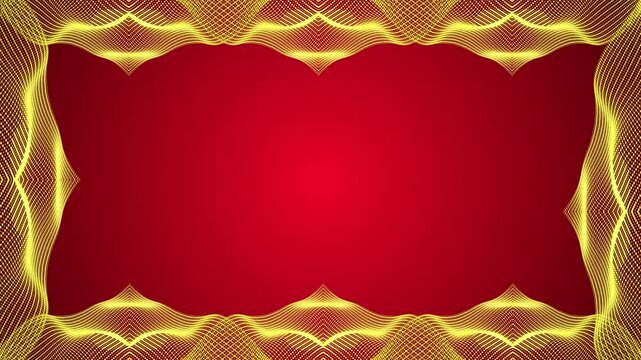 Regal Crimson Frame: Elegant Golden Wave Border
