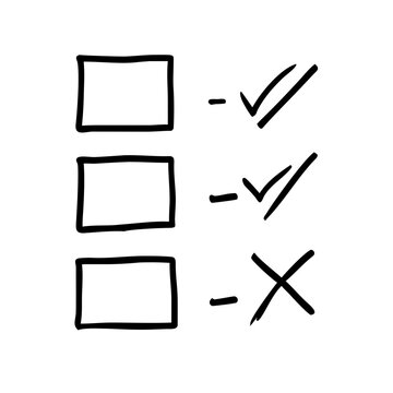 Hand drawn checklist with checkboxes and checkmarks