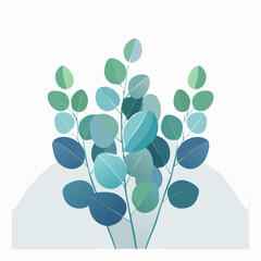 Obraz premium Blue and green eucalyptus leaves illustration