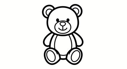 Obraz premium cute teddy bear line art illustration for kids coloring book or nursery decor