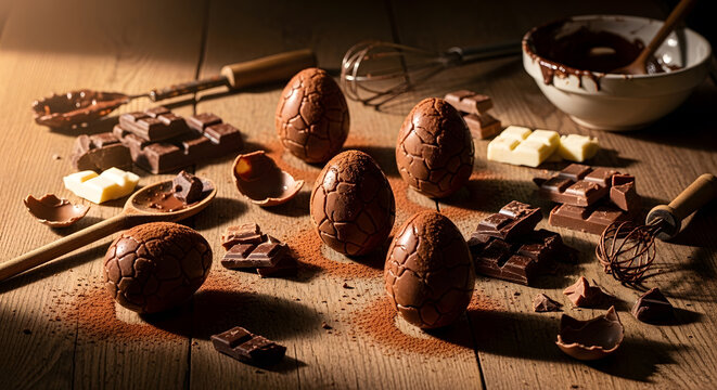 Rustic Handmade Easter Egg Scene