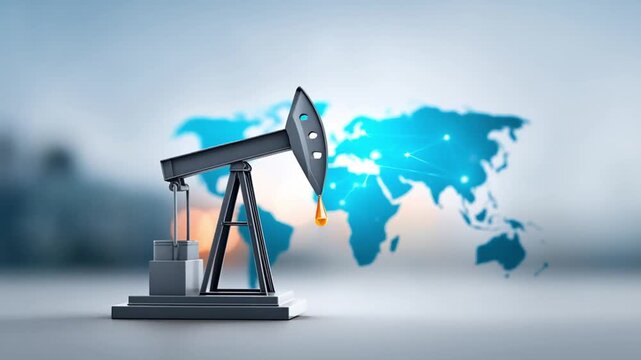 Oil prices impact developing nations energy market with global demand economic growth and world map showing oil pumpjack