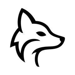 Logotipo con dibujo sencillo con líneas de la cabeza de un zorro vista de perfil  © teracreonte