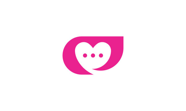 Love Heart Chat Logo Template, Modern Messaging Icon, Romantic Communication Symbol, Social Media App Branding