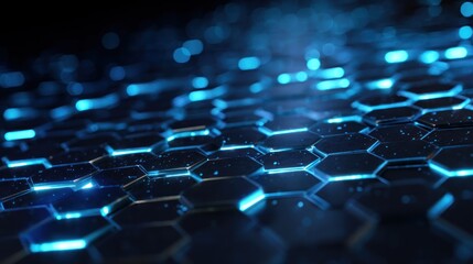 Obraz premium Hexagonal pattern with blue glowing lights