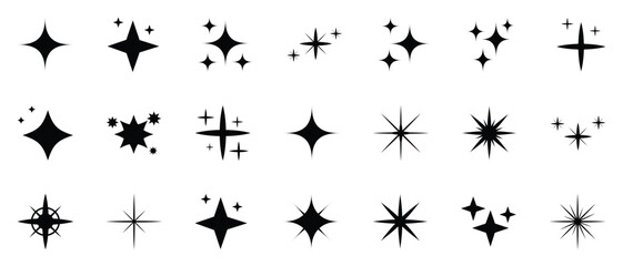 Fototapeta premium Collection of black starburst shapes and sparkles