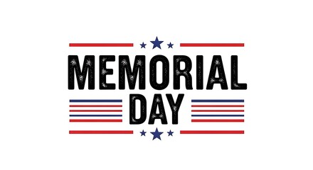 Obraz premium Memorial Day Patriotic Text Design With Stars And Stripes Borders