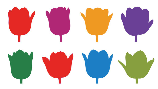 Colorful Tulip Silhouettes - Set of 8
