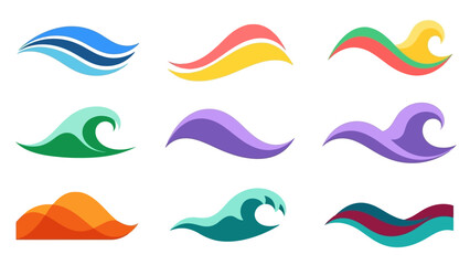 Obraz premium Set of Abstract Colorful Wave Icons and Symbols