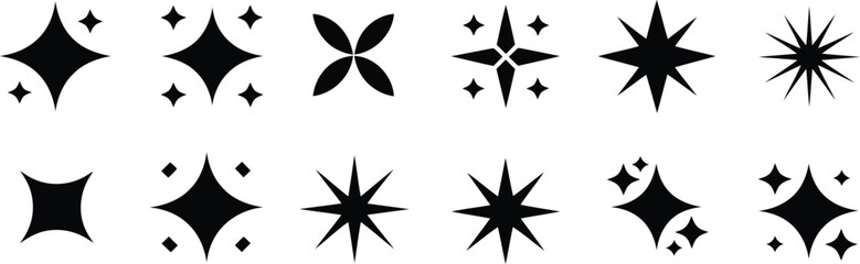Obraz premium Sparkle and Starry Minimalist vector Icon set