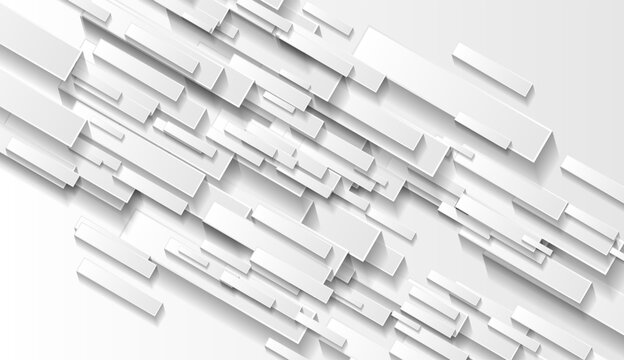 Grey and white tech geometric paper abstract background. Vector design