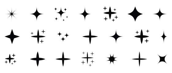 Fototapeta premium Collection of black starburst sparkle effects and light explosion graphics
