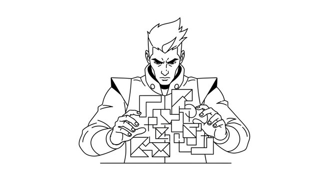 Man solving a puzzle