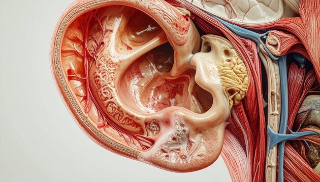 Detailed Anatomical Model of the Human Ear Structure.