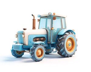 Obraz premium Bright Blue Cartoon Tractor with Detailed Design and Whimsical Style