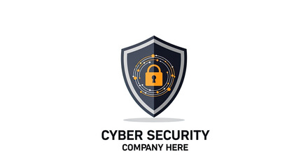 Naklejka premium A shield emblem with a lock symbol representing cybersecurity security.