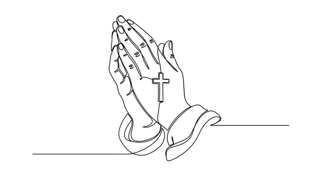 Hands together in prayer gesture.