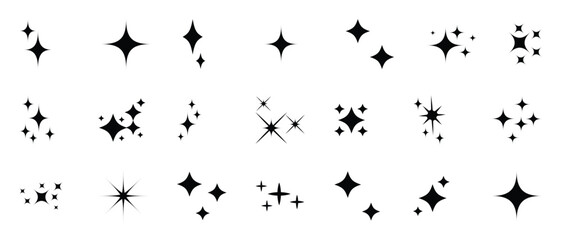 Obraz premium Collection of black starburst effects and sparkles