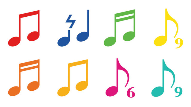 Colorful Music Notes Collection: Symbols of Melody and Rhythm