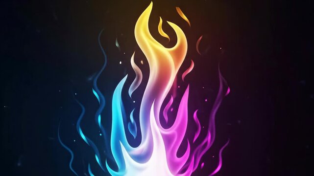 Abstract colorful flame design on dark background
