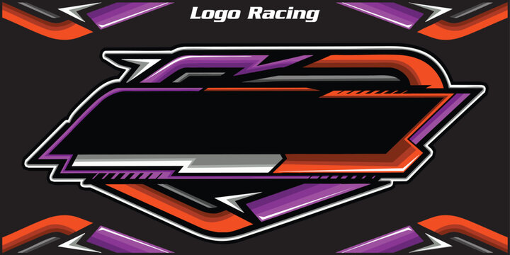 Outline and painted racing logo. Isolated in black background, for t-shirt design, ness purposes.