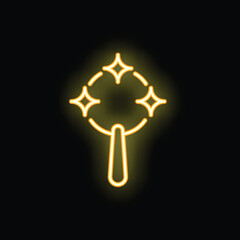 Naklejka premium Neon magic wand shining bright on a black background