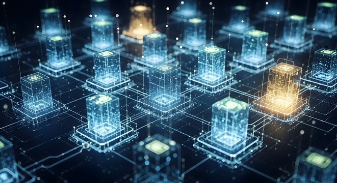 Digital Data Network and Blockchain Technology Concept