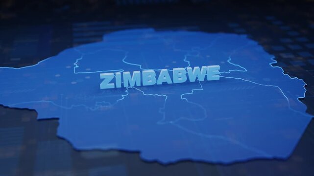 Zimbabwe Map Futuristic Digital Background