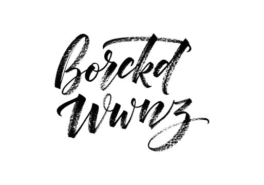 Handwritten brush script text "borckd wrwnz" on a white background