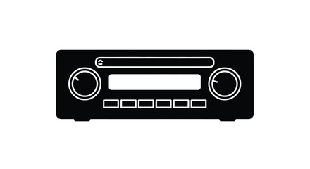 Fototapeta premium A minimalist black silhouette depicts the front panel of an old fashioned stereo receiver high quality