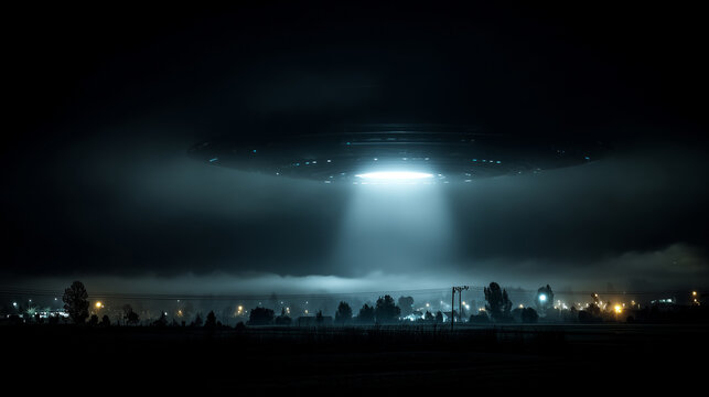 UFO hovering over town