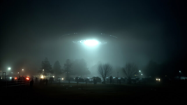 UFO hovering over town