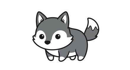 Fototapeta premium Cute Wolf Vector Illustration, Cartoon Style Graphic for Kids, Isolated Design