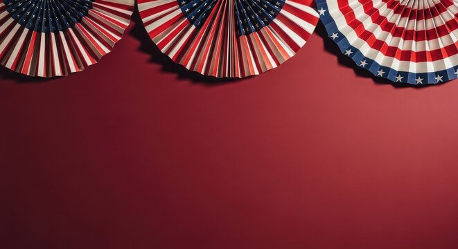 Patriotic rosettes on red background for independence day